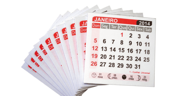 Calendários possuem acabamento em blocagem