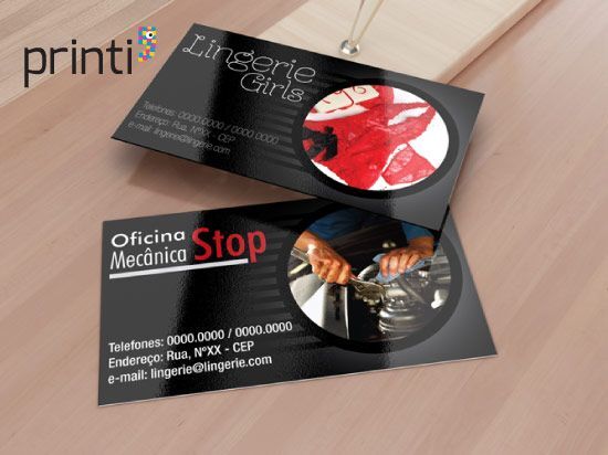 cartão de visita com verniz brilho