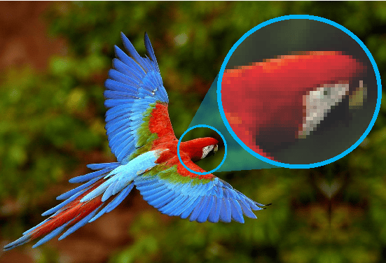 imagem ampliada mostra pixels 